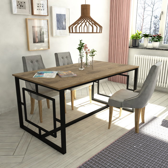 Hanah Home Mesa de Comedor Alin - Nogal y Negro Hanah Home Mesa de Comedor Alin - Nogal y Negro